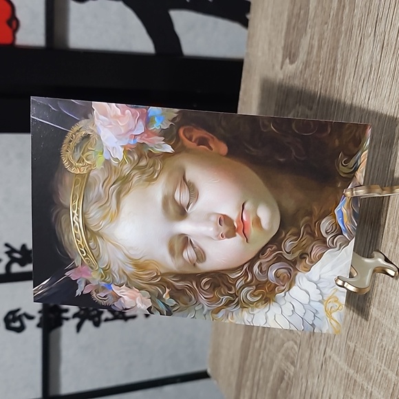 4x6 Guardian Angel Resting Watercolor Art Oil Painting - Picture 5 of 5